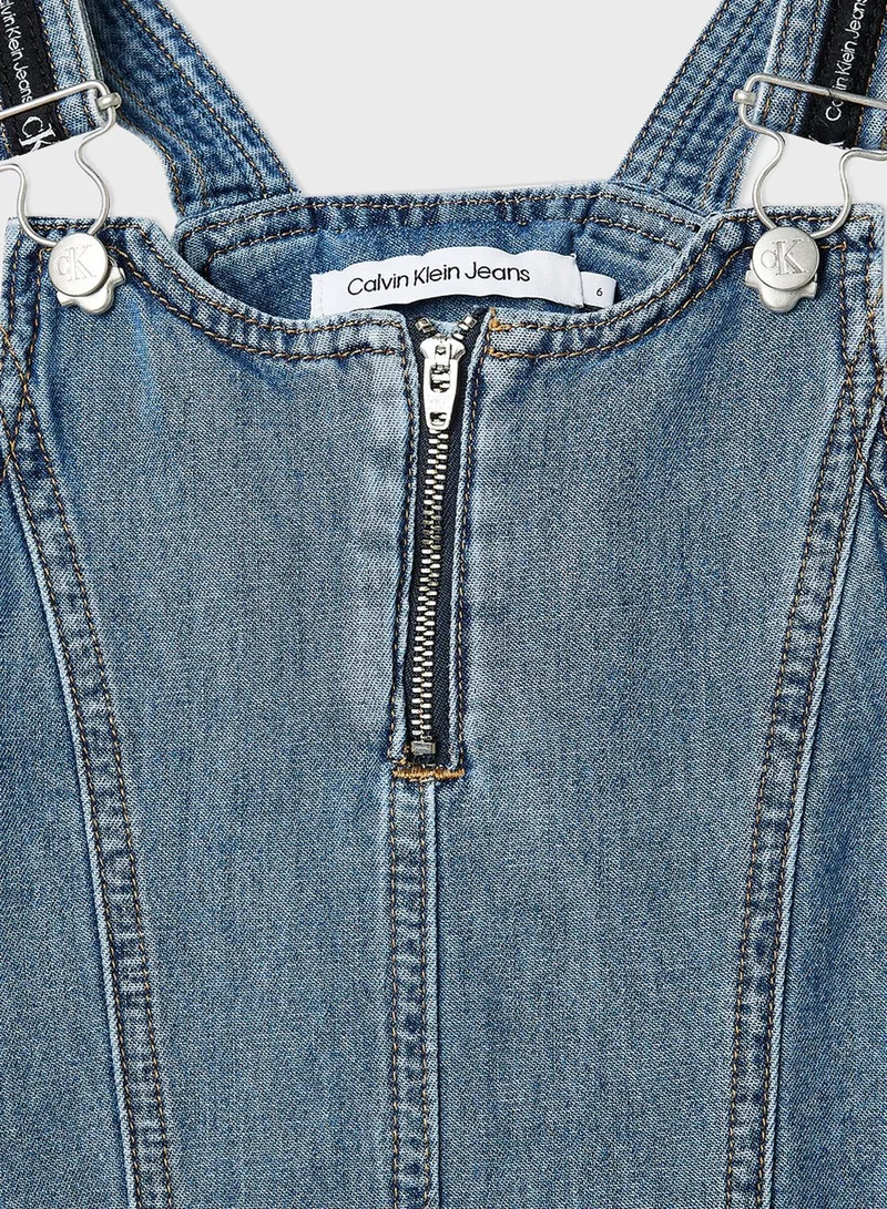 Calvin Klein Jeans Kids Aline Dungaree Denim Dress