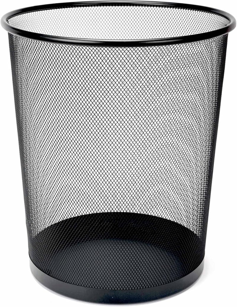 FIS Wire Mesh Waste Basket - Durable Round Metal Mesh Bin, Classic Black, 240x295x335mm - Image 1