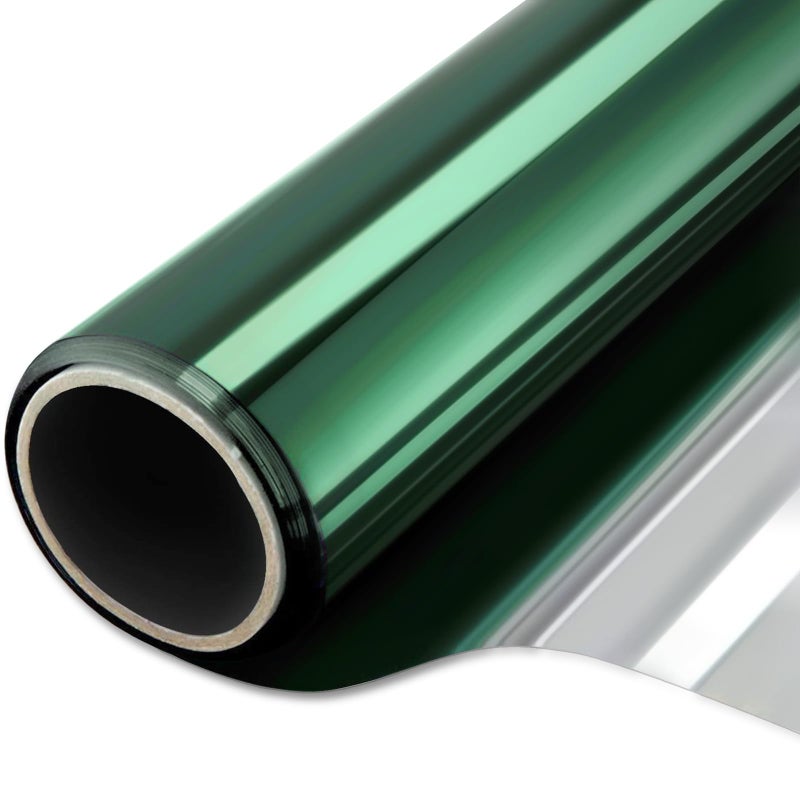WPCTEV WPCTEV Window Film One Way Mirror Film Privacy Static NonAdhesive Decorative Heat Control Anti UV Window Tint for Home and Office Green Silver 6 Mil 175 Inch x 164 Feet