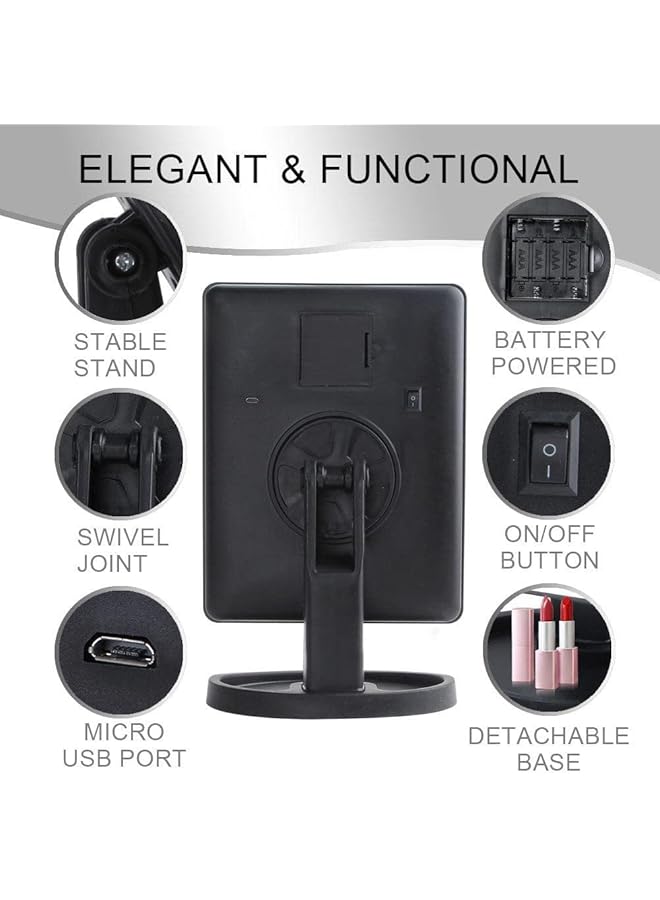 إيروريكس مرآة مكياج مزودة بـ 22 ضوء LED وشاشة تعمل باللمس وعدسة مكبرة 1X و2X و3X و10X ومرآة زينة صغيرة قابلة للطي ومرآة مستحضرات تجميل مرنة - Image 3