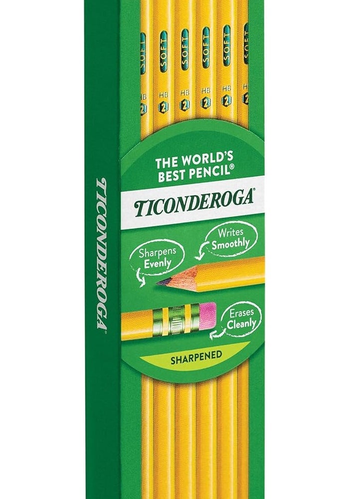 Ticonderoga Wood-Cased Pencils, Pre-Sharpened, 2 HB Soft, Yellow, 12 Count - Image 4