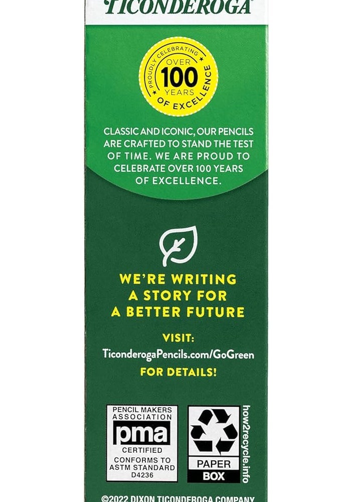 Ticonderoga Wood-Cased Pencils, Pre-Sharpened, 2 HB Soft, Yellow, 12 Count - Image 2