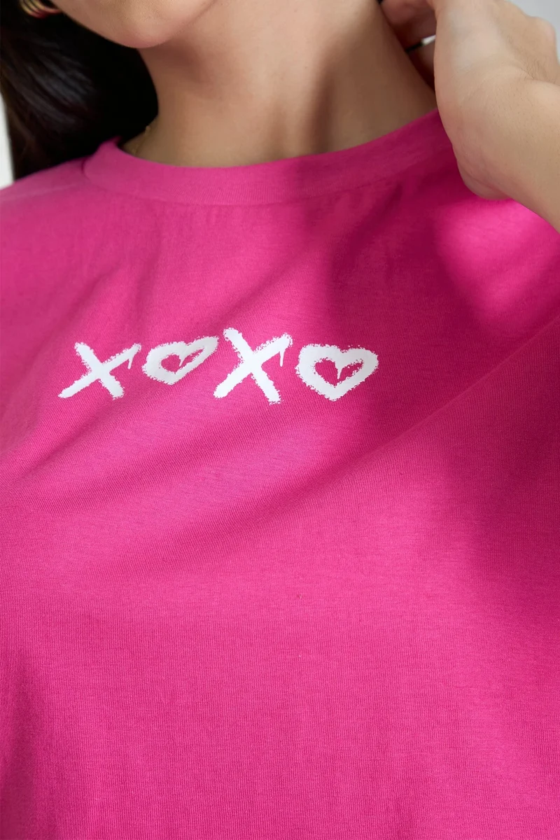 Virgio VIRGIO 100% Cotton Knit Pink Boxy Crop Graphic Tee