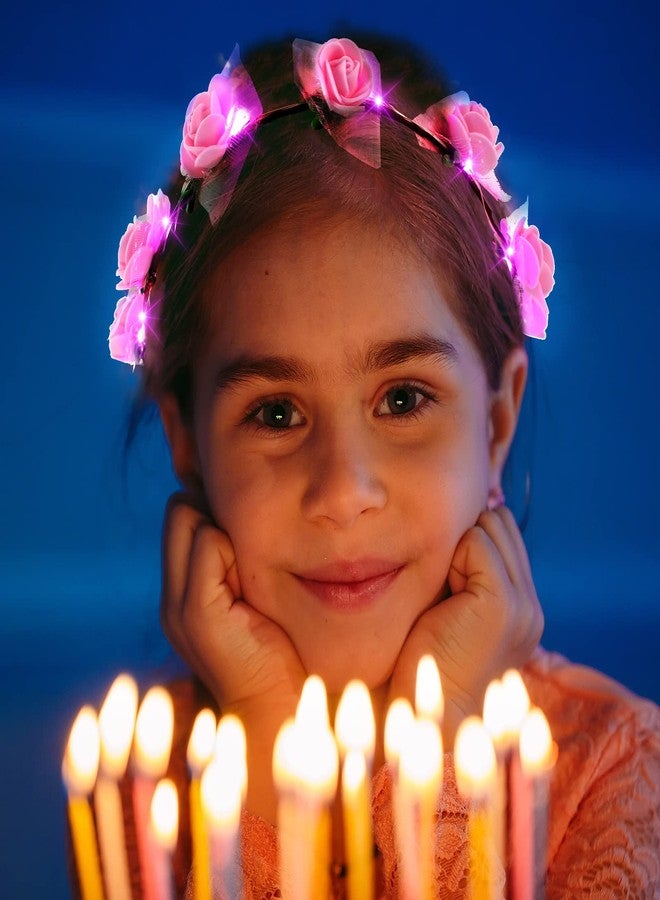 Chumia 50 Pcs LED Flower Crowns Headbands Light up Flower Hair Wreath Garlands Glowing Floral Headpiece for Halloween Girls Women Cosplay Holiday Wedding Party - Image 5