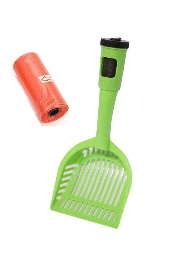 مغرفة فضلات القطط مع 15 ورقة من كيس البراز ومقبض طويل للقطط / الكلاب / القطط الصغيرة / الأرانب / خنزير غينيا قد يختلف اللون - Image 1