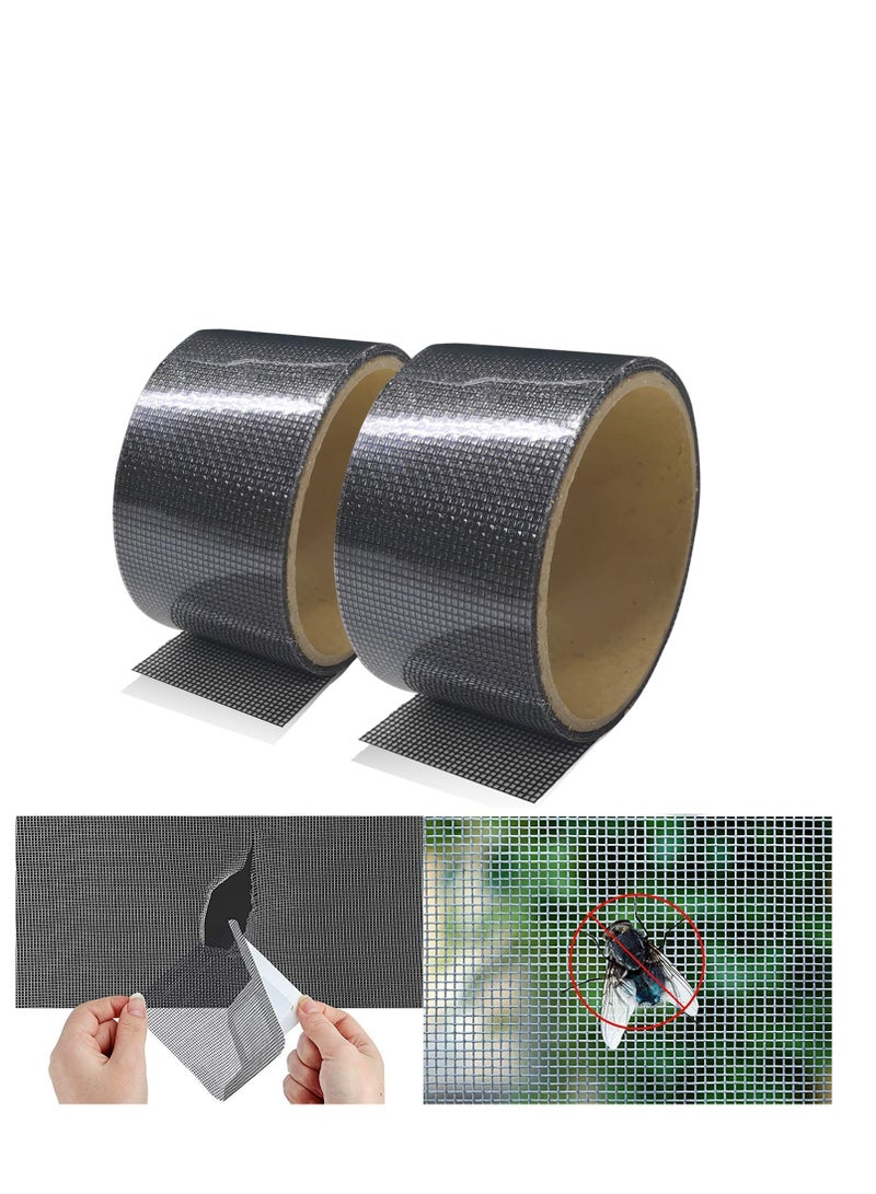 SOLARAE Window Screen Repair Kit Screen Repair Patch Tape Stribg Adhesive Backing for Doors DIY Fiberglass Covering Mesh for Repairing Tears Holes Fixing Waterproof Ventilated 2PCS - Image 1