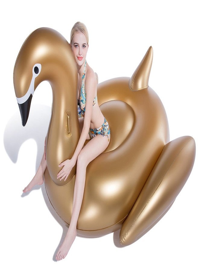 Jasonwell Giant Inflatable Golden Swan Pool Float Inflatable Party Float Toy with Rapid Valves Summer Outdoor Swimming Pool Lounge Raft Decorations Toys for Adults & Kids 75x 67 x 51.2-Inch - Image 2
