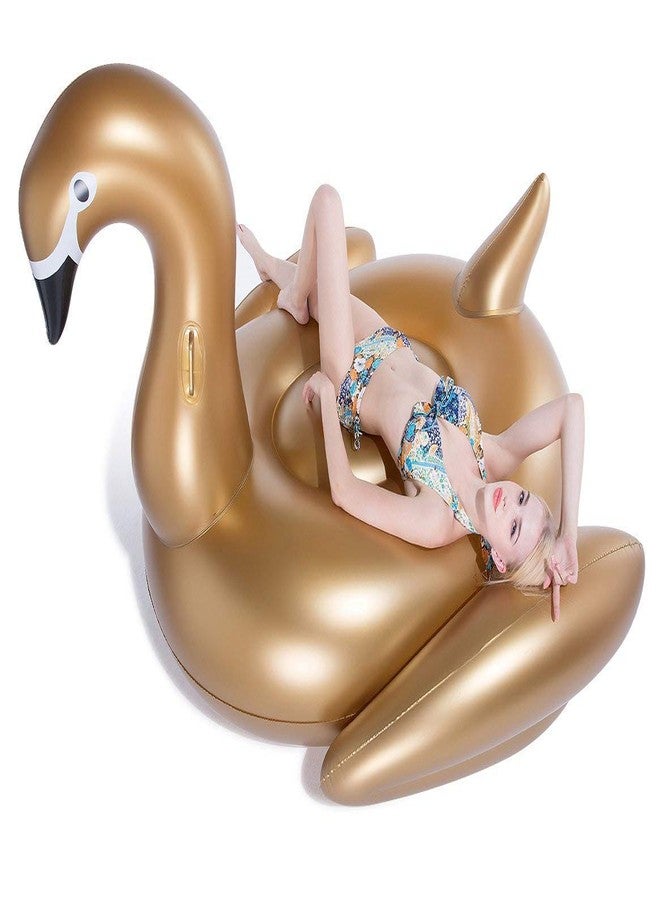 Jasonwell Giant Inflatable Golden Swan Pool Float Inflatable Party Float Toy with Rapid Valves Summer Outdoor Swimming Pool Lounge Raft Decorations Toys for Adults & Kids 75x 67 x 51.2-Inch - Image 1