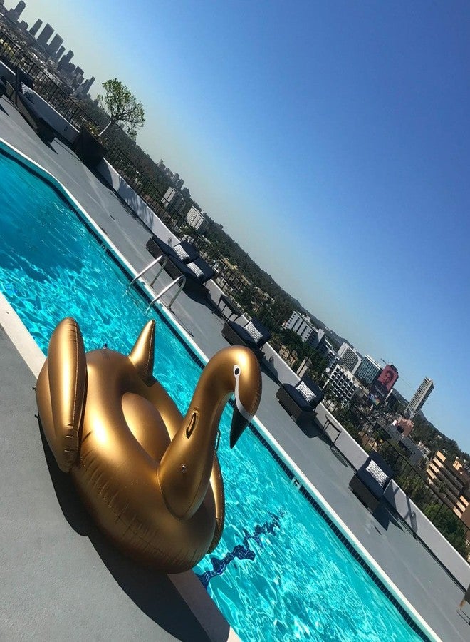 Jasonwell Giant Inflatable Golden Swan Pool Float Inflatable Party Float Toy with Rapid Valves Summer Outdoor Swimming Pool Lounge Raft Decorations Toys for Adults & Kids 75x 67 x 51.2-Inch - Image 5