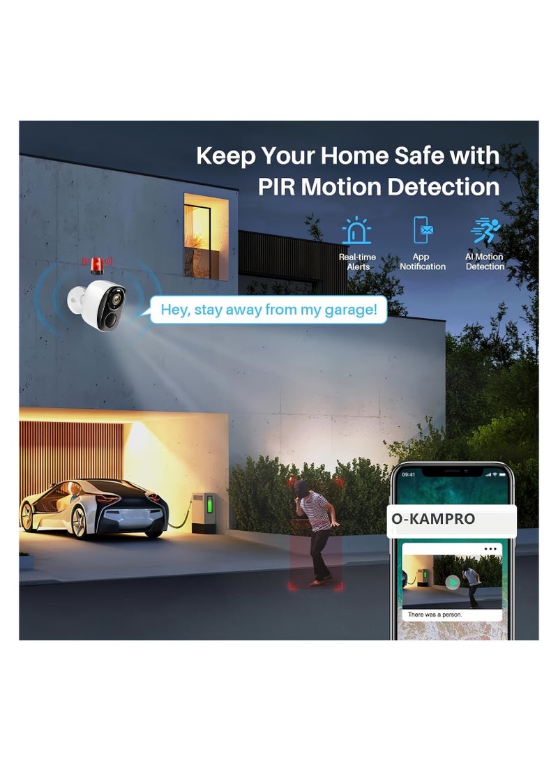 2 كيلو تعمل بالطاقة الشمسية كاميرا الأمن اللاسلكية دعم الاقتران عبر اتصال لاسلكي ، في الهواء الطلق واي فاي المنزل كتف رصاصة الكاميرا ، الأضواء ، بير كشف الحركة ، 2-واي الصوت ، كاميرات الأمن اللاسلكية في الهواء الطلق بطارية تعمل بالطاقة واي فاي مراقبة كاميرا داخلية لأمن المنزل تنبيه الحركة مع سيرينسبوتليت اللون للرؤية الليلية ، ، سحابة / سدستوراج - Image 4