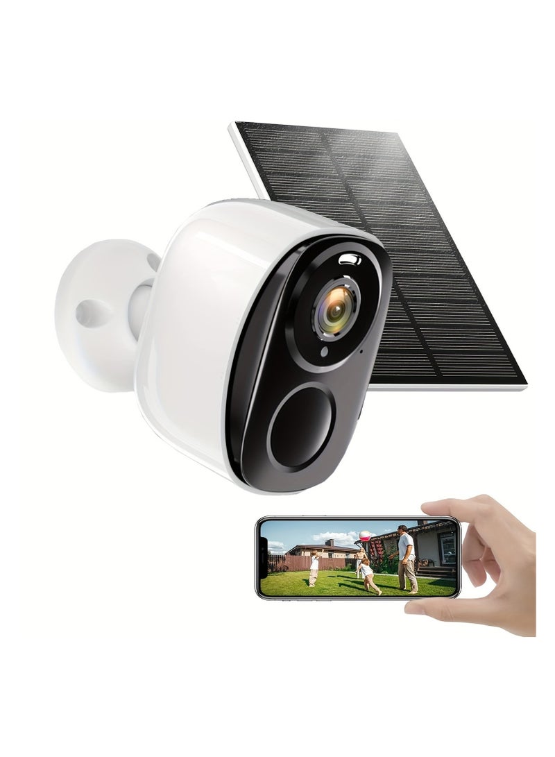 2 كيلو تعمل بالطاقة الشمسية كاميرا الأمن اللاسلكية دعم الاقتران عبر اتصال لاسلكي ، في الهواء الطلق واي فاي المنزل كتف رصاصة الكاميرا ، الأضواء ، بير كشف الحركة ، 2-واي الصوت ، كاميرات الأمن اللاسلكية في الهواء الطلق بطارية تعمل بالطاقة واي فاي مراقبة كاميرا داخلية لأمن المنزل تنبيه الحركة مع سيرينسبوتليت اللون للرؤية الليلية ، ، سحابة / سدستوراج - Image 1