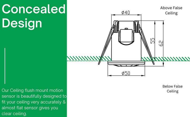 ConnectedHome® Mini Motion Sensor - InCeiling Flush Mount 360° PIR - Occupancy Sensor - 230V AC- 8 Meter Coverage - CH-P-CF1 - Image 4