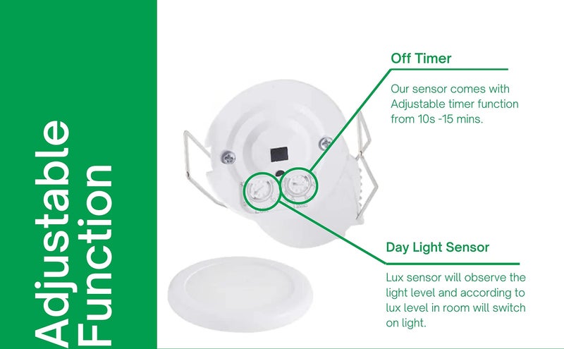 ConnectedHome® Mini Motion Sensor - InCeiling Flush Mount 360° PIR - Occupancy Sensor - 230V AC- 8 Meter Coverage - CH-P-CF1 - Image 5