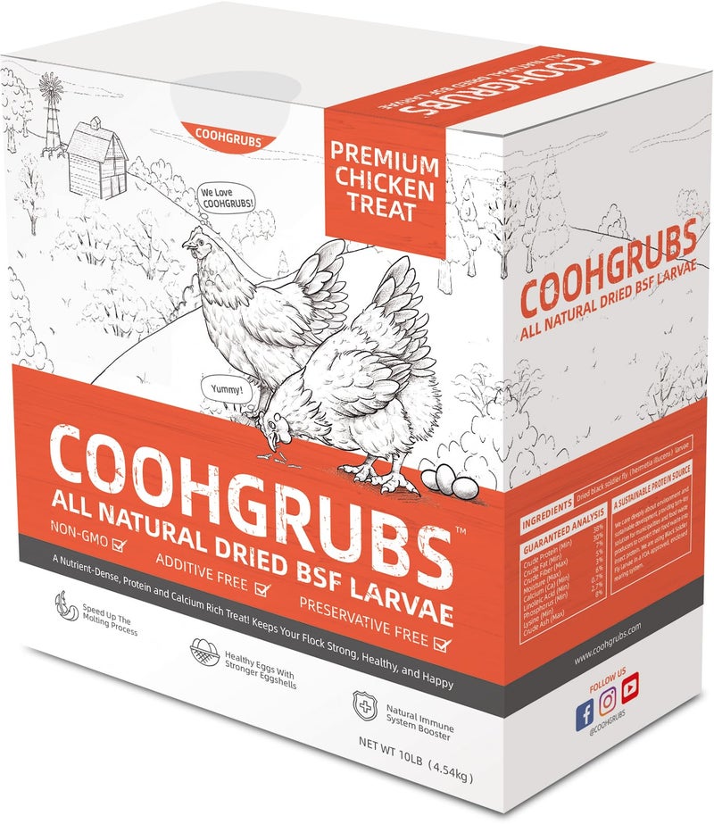 COOHGRUBS Dried Black Soldier Fly Larvae for Chickens, High-Calcium 85X More Than Mealworms Bird Treats, 10-lb Box - Image 1