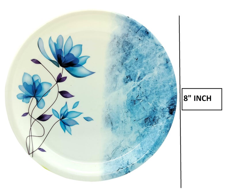 LASERBOT NASTA Melamine Round Half Size Dinner & Lunch Plates Pack of 6 (8 Inch) (6Pcs Half Plates) (Blue) - Image 4