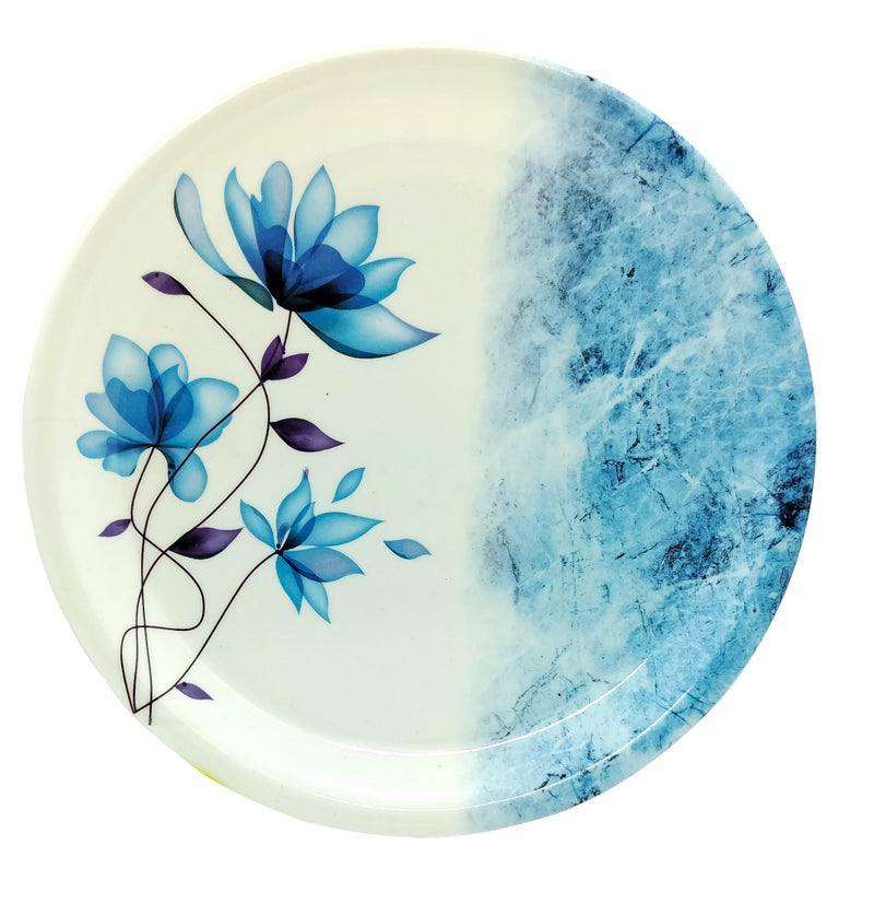 LASERBOT NASTA Melamine Round Half Size Dinner & Lunch Plates Pack of 6 (8 Inch) (6Pcs Half Plates) (Blue) - Image 2