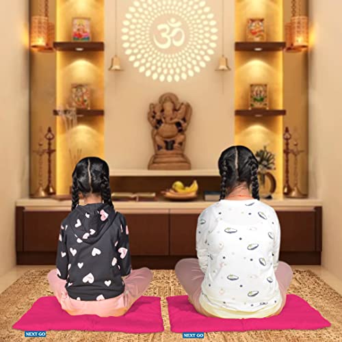 NEXTGO Pooja Aasan Extra Thick Gaddi Style Velvet Cloth Gifts Katha Havan Shaadi Long Time Comfort Soft Prayer Floor Sitting Mat Big Size 27''X 27'' INCH (hot Pink, 1) - Image 2