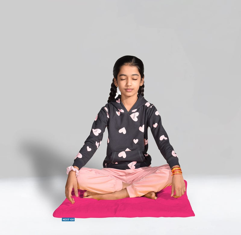 NEXTGO Pooja Aasan Extra Thick Gaddi Style Velvet Cloth Gifts Katha Havan Shaadi Long Time Comfort Soft Prayer Floor Sitting Mat Big Size 27''X 27'' INCH (hot Pink, 1) - Image 5