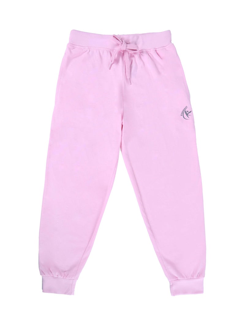 KiddoPanti 100% Cotton Track Pants for Boys & Girls | Soft Single Jersey Fabric | Elastic Waist with Drawcord | Full Length with Rib Hem & Pockets | Joggers and Lowers for Kids, Baby Pink - 2-3Y - Image 1
