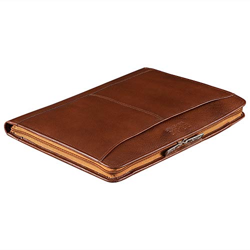 BRAND LEATHER Genuine Leather File Folder to Keep A4 Size documents, Pen Holder (TAN) - Image 1