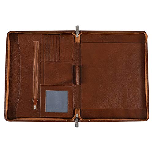 BRAND LEATHER Genuine Leather File Folder to Keep A4 Size documents, Pen Holder (TAN) - Image 4