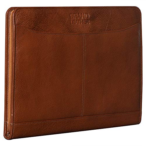 BRAND LEATHER Genuine Leather File Folder to Keep A4 Size documents, Pen Holder (TAN) - Image 2