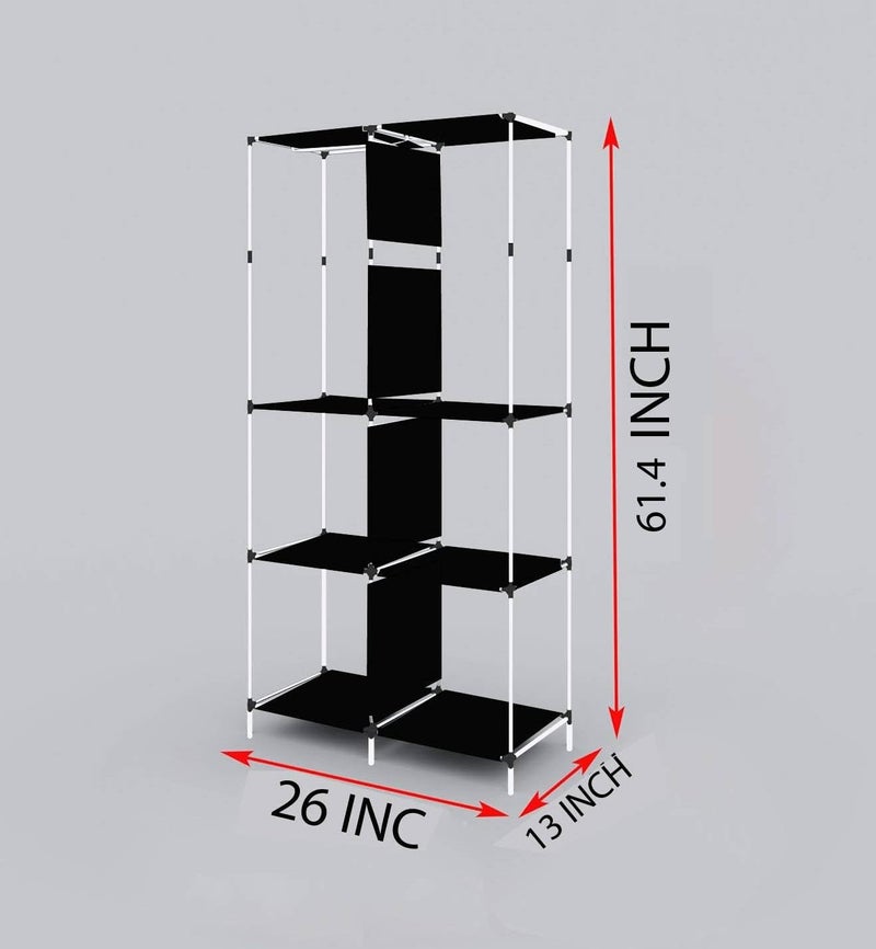 GTC Wardrobe with Plastic Frame | Portable Closet with 6 Shelves & Side Pockets | Non Woven Cover | Ideal for Clothes, Shoes & Accessories (Grey) 26x13x61.4Inch (8800-3) - Image 5