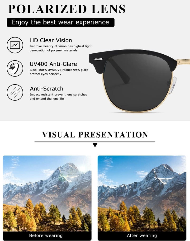 AEVOGUE Polarized Sunglasses For Women And Men Semi Rimless Frame Retro Sun Glasses AE0369 - Image 5