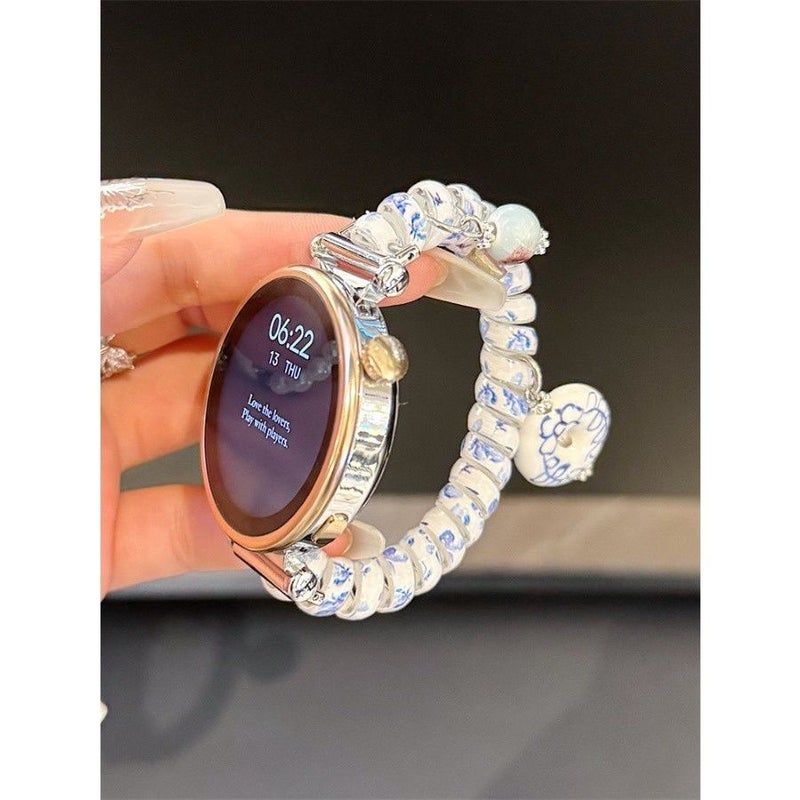Blue And White Porcelain Pendant Dog Hair Tie Handmade Strap Compatible With Huawei Watch GT5 GT5 Pro GT4 GT2 3 4 22mm 20mm 18mm And HW Watch Fit3 Fit4 HW Band 8 9 10 NFC - Image 1