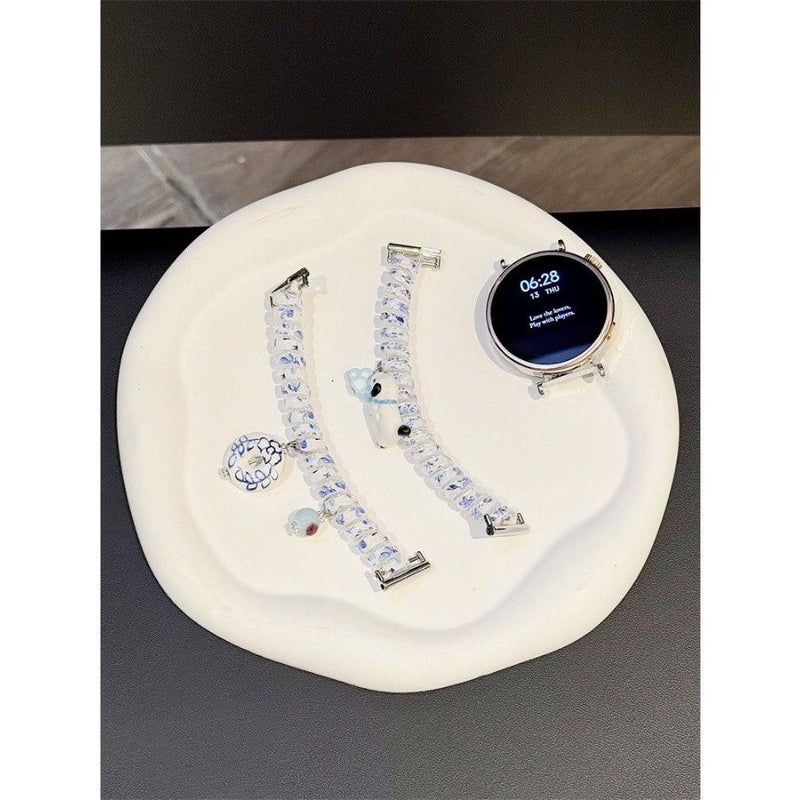 Blue And White Porcelain Pendant Dog Hair Tie Handmade Strap Compatible With Huawei Watch GT5 GT5 Pro GT4 GT2 3 4 22mm 20mm 18mm And HW Watch Fit3 Fit4 HW Band 8 9 10 NFC - Image 3