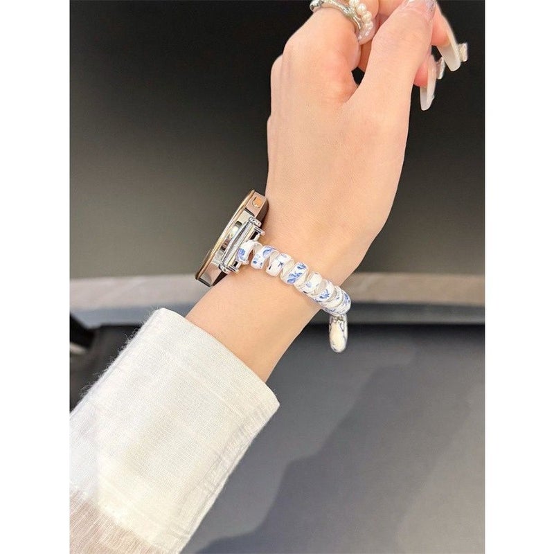 Blue And White Porcelain Pendant Dog Hair Tie Handmade Strap Compatible With Huawei Watch GT5 GT5 Pro GT4 GT2 3 4 22mm 20mm 18mm And HW Watch Fit3 Fit4 HW Band 8 9 10 NFC - Image 4