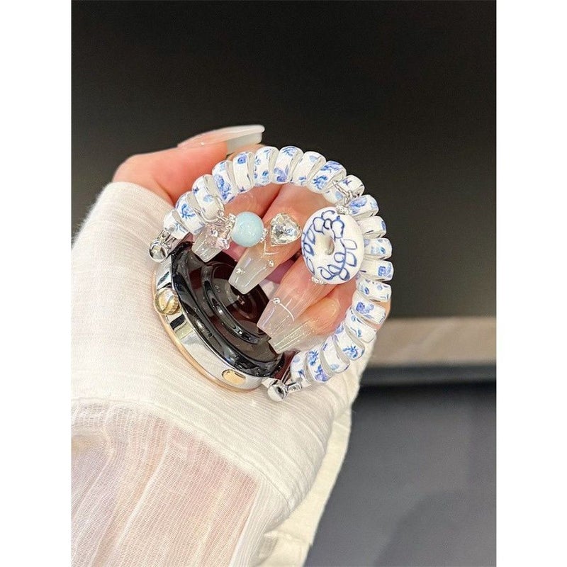 Blue And White Porcelain Pendant Dog Hair Tie Handmade Strap Compatible With Huawei Watch GT5 GT5 Pro GT4 GT2 3 4 22mm 20mm 18mm And HW Watch Fit3 Fit4 HW Band 8 9 10 NFC - Image 5