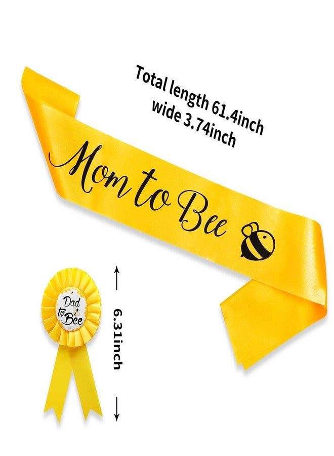 Vukasi 2 Packs Yellow Mom to Bee Sash and Dad to Bee Tinplate Badge, Baby Shower Decorations with Cute Bee Pattern Baby Welcome Party - Image 5