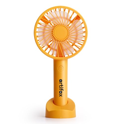 Artifax Makeup Fan ART-B-1 with USB Charging, Portable Compact Design with Detachable Stand and Mobile Holder, 3-Speed Settings, Ideal for Indoor and Outdoor Use (Orange). - Image 1