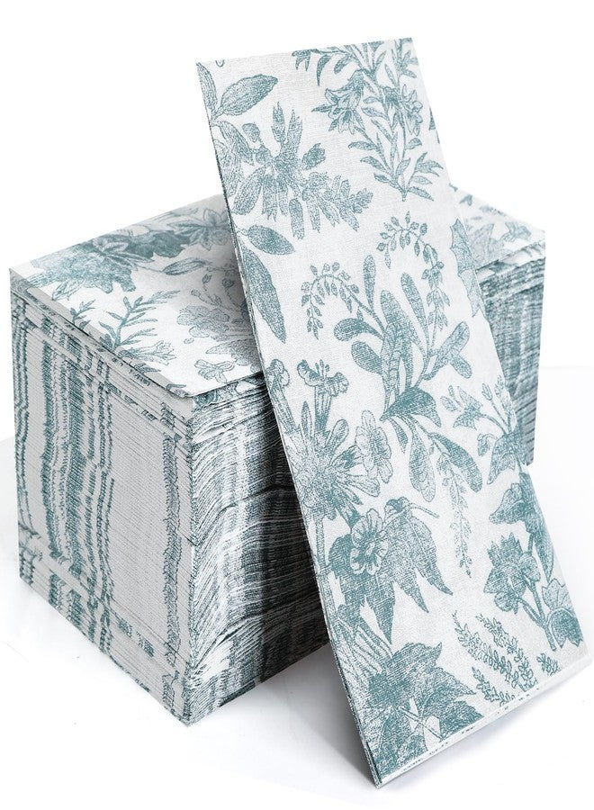 YOCHANDA 100 pack Floral Linen Feel Disposable Bathroom Napkins，Paper Napkins Decorative，paper hand towels for bathroom，Dessert Napkins Folded 7.8 x 4.3 Inches Disposable Napkins for Dinner Baby Shower - Image 1