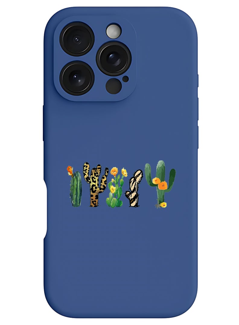 Theodor iPhone 16 Pro Blue Protective Slim Fit Case Liquid Silicone Cover with Full Body Protection Anti-Scratch Shockproof Case For iPhone - cactus - Image 1