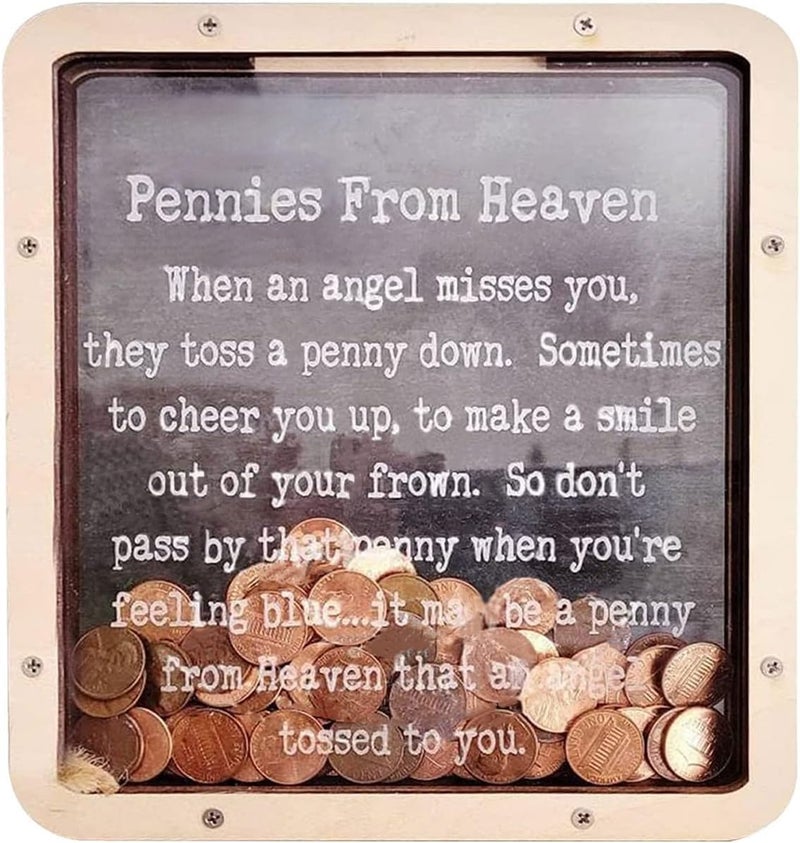 Pennies from Heaven Bank Wooden Piggy Bank Penny Bank Coin Boxes Paradise Personalized Wooden Transparent Acrylic Piggy Bank for Kids Family Friends Home Decor - Image 1