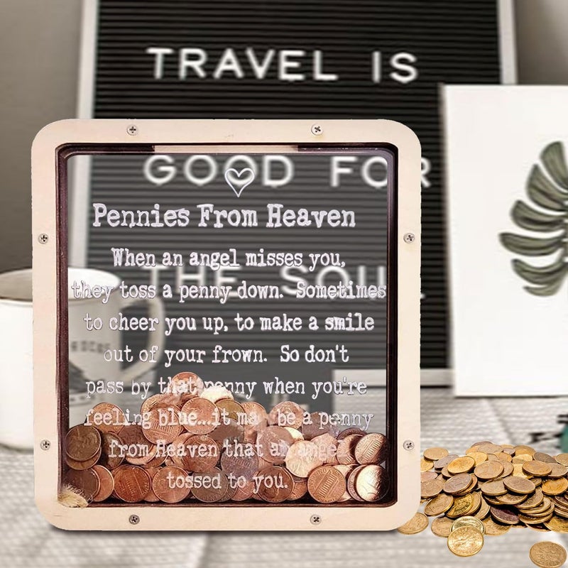 Pennies from Heaven Bank Wooden Piggy Bank Penny Bank Coin Boxes Paradise Personalized Wooden Transparent Acrylic Piggy Bank for Kids Family Friends Home Decor - Image 3