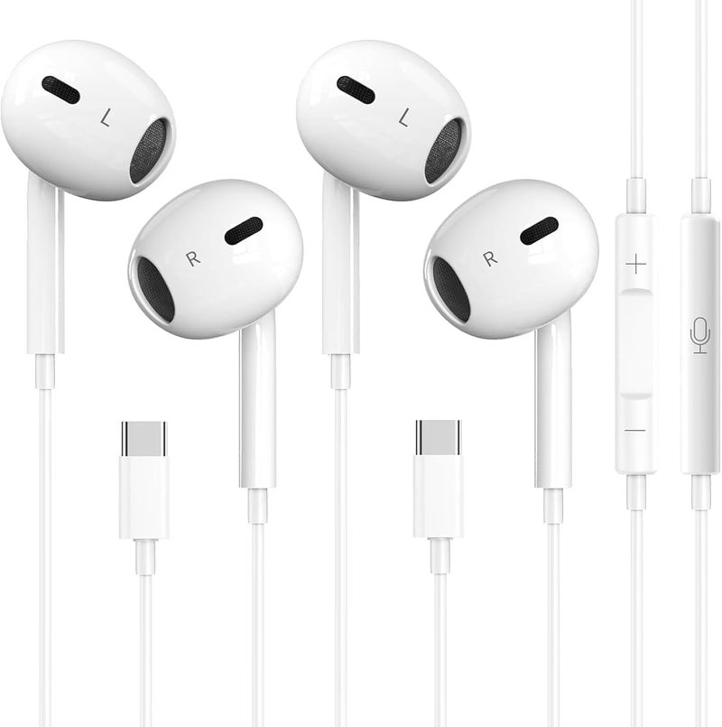 Nvnceiw 2 Pack-USB C Headphones for iPhone 17/16/15, Type C Earbuds Wired Earbuds with Microphone & Remote Control Noise Cancelling Earphones, Compatible with iPhone 17/16/15 Pro Max, iPad, Most USB C Jack - Image 1