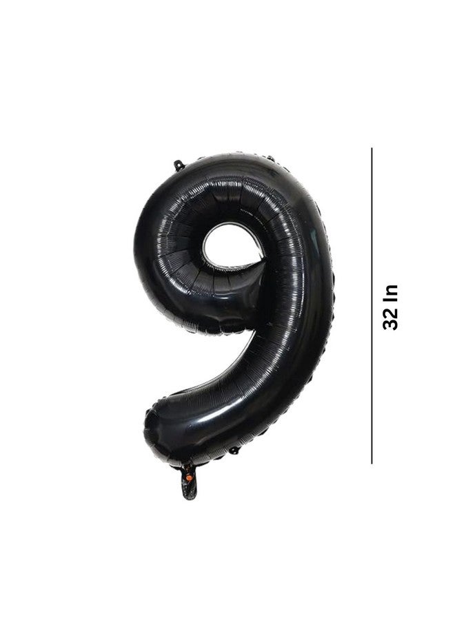 FI - FLICK IN FI - FLICK IN 1 Pc Big Size Number 9 Foil Balloon 32 Inch Large Black Number Foil Balloon Gradient 0 to 9 Number Balloons for Decoration 9th Birthday Anniversary Decoration Items (Pack of 1, Black)  - Image 2