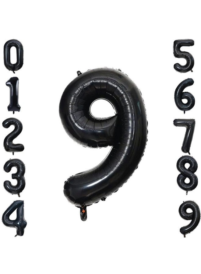 FI - FLICK IN FI - FLICK IN 1 Pc Big Size Number 9 Foil Balloon 32 Inch Large Black Number Foil Balloon Gradient 0 to 9 Number Balloons for Decoration 9th Birthday Anniversary Decoration Items (Pack of 1, Black)  - Image 1