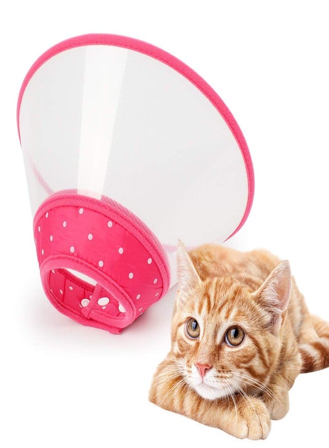 Andiker Pet Cone Recovery Dog Cone Adjustable Dog Collar Clear Padded Collar with Breathable Soft Edge, Plastic Puppy Cone Protect The Neck Surgery Recovery, Designed for Cats and Puppies Medium Pink - Image 1