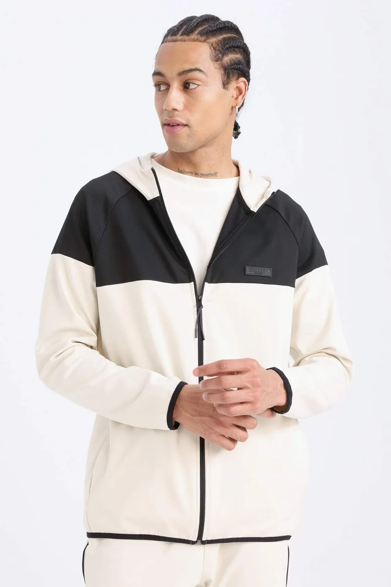 ديفاكتو DeFactoFit Standard Fit Zippered Scuba Diver Fabric Cardigan