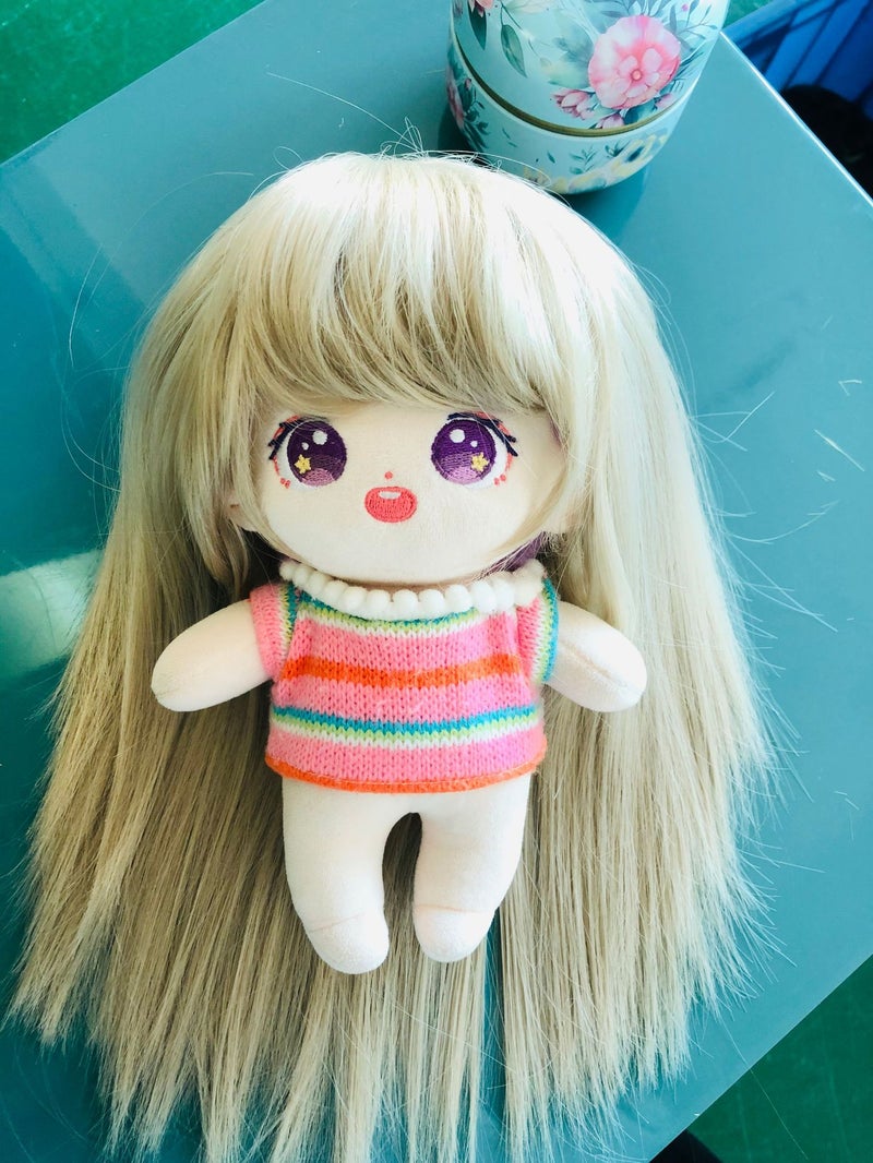 Generic 20cm Cotton Doll Wig Cap Infant Toddler Hairpiece 2(T1306 off-white)