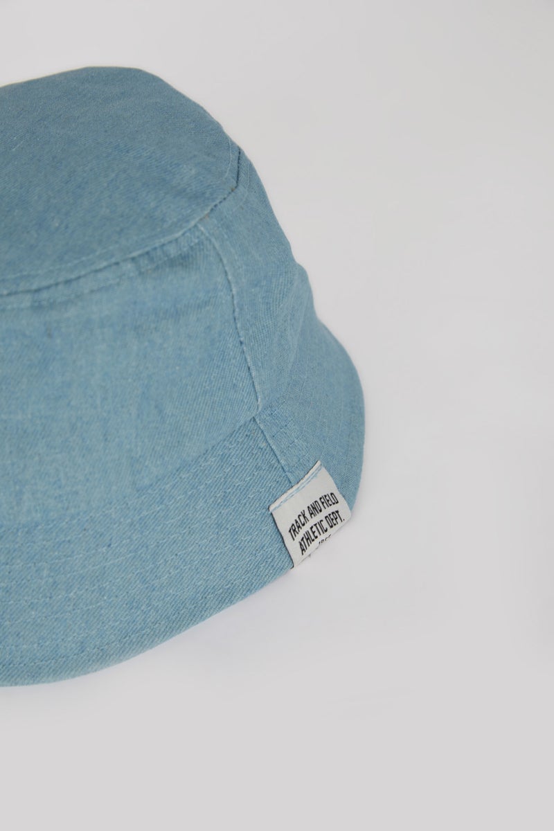 DeFacto Blue Boy Boy Label Printed Denim Bucket Hat Casual - Image 2