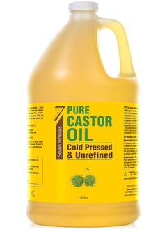 Pure Cold Pressed Castor Oil - 1 Gallon - Unrefined & Hexane Free - 100% Pure Castor Oil for Hair Growth, Thicker Eyelashes & Eyebrows, Dry Skin, Hair Care, Joint and Muscle Pain (Bulk, 128 Fl Oz)