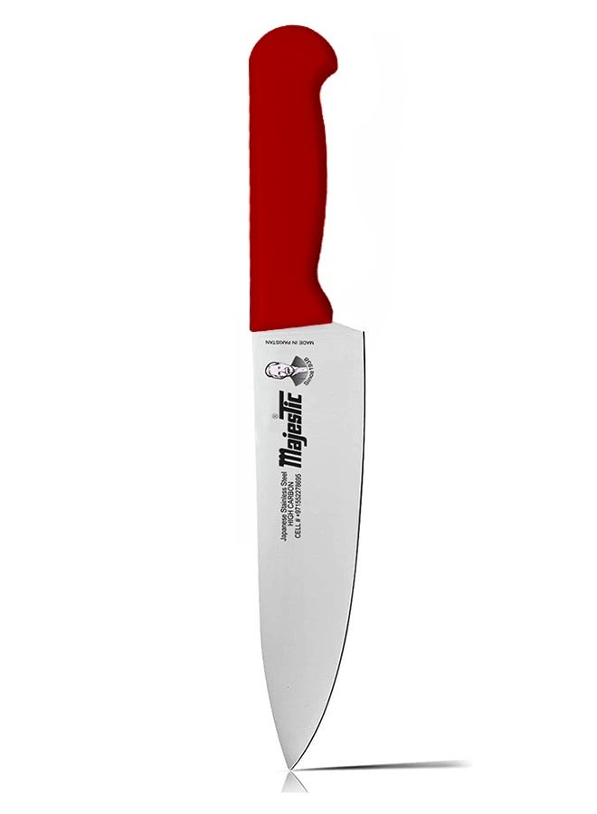 Majestic Majestic 3-Piece Chef Knife Set – 6-Inch, 8-Inch & 10-Inch High Carbon Stainless Steel Knives, Razor-Sharp Edge, Ergonomic Non-Slip Handle, Safe Bolster & Heel, Precision Cutting for Slicing, Chopping & Dicing – Dishwasher Safe, Red  - Image 3