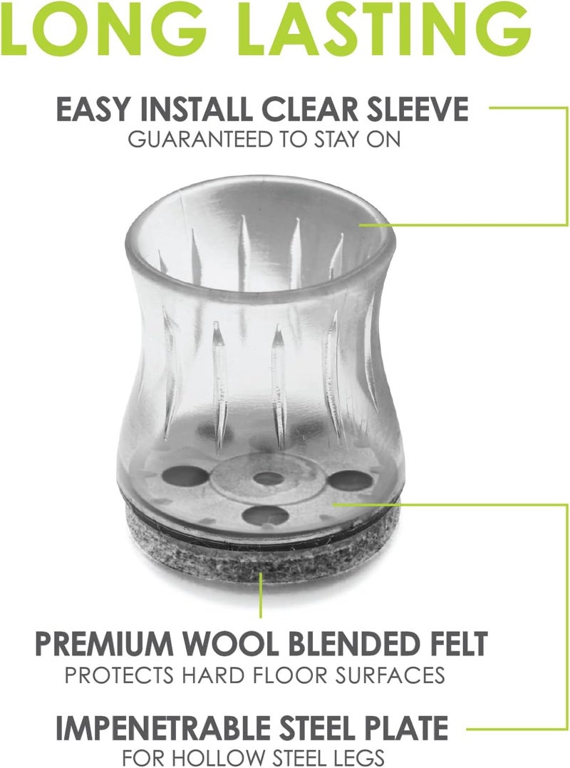 Slipstick GorillaFelt Chair Leg Floor Protectors for Hardwood Floors, Clear Sleeve Felt Pads for Furniture That Stay On, Fits Round & Square Legs, Includes 8 Premium Transparent Chair Socks, CB184 - Image 2
