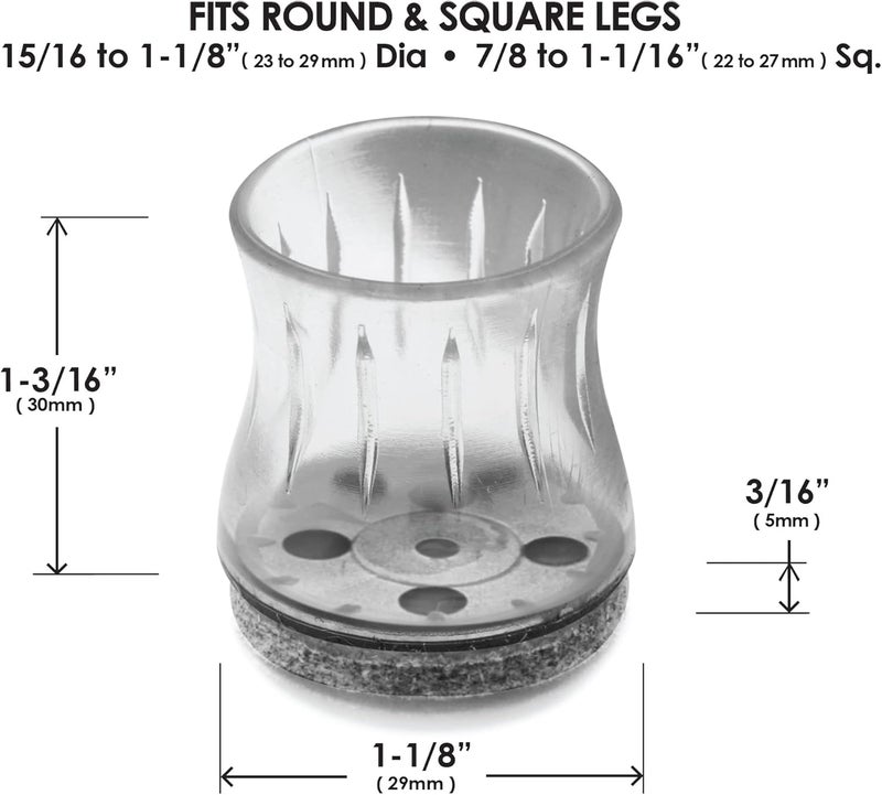 Slipstick GorillaFelt Chair Leg Floor Protectors for Hardwood Floors, Clear Sleeve Felt Pads for Furniture That Stay On, Fits Round & Square Legs, Includes 8 Premium Transparent Chair Socks, CB184 - Image 5