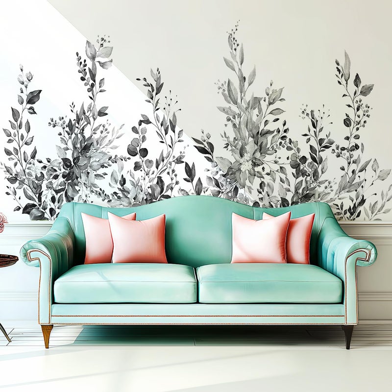 VePret Black Plants Leaves Wall Decals Peel and Stick, Large Floral Flowers Vinyl Wall Stickers, Removable Vine Home Decor Art for Bedroom Living Room Classroom Office - Image 3